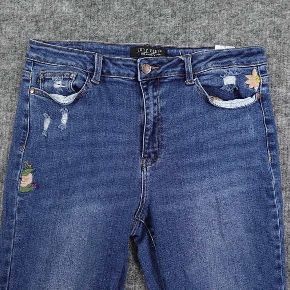Judy‎ Blue Jeans Womens 13/31 Floral Embroidered High Rise Boyfriend JB88288 - Picture 3 of 13